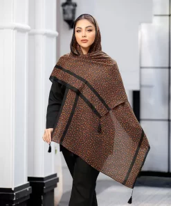 شال نخی طرح سنگی منگوله دار