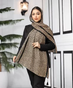 شال نخی طرح سنگی منگوله دار
