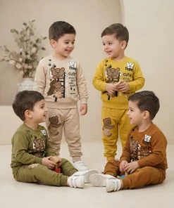 خرید ست بلوز شلوار پسرانه طرح تدی در چهار رنگ جذاب برای کودک