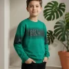 خرید دورس پنبه سه نخ پسرانه طرح دار رنگ سبز خوشرنگ و جذاب